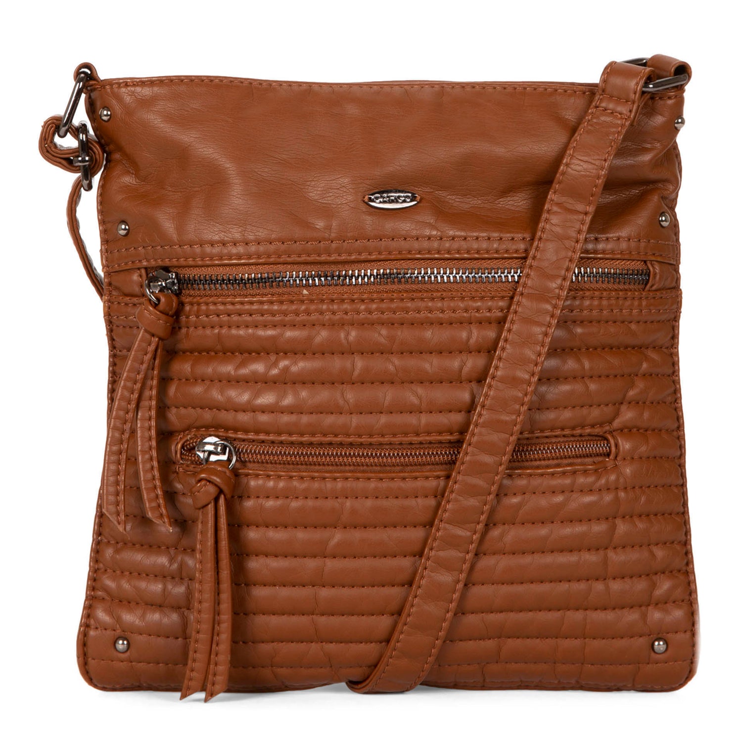 Small Faux Leather Quilted Multi Zip Crossbody - Bentley
