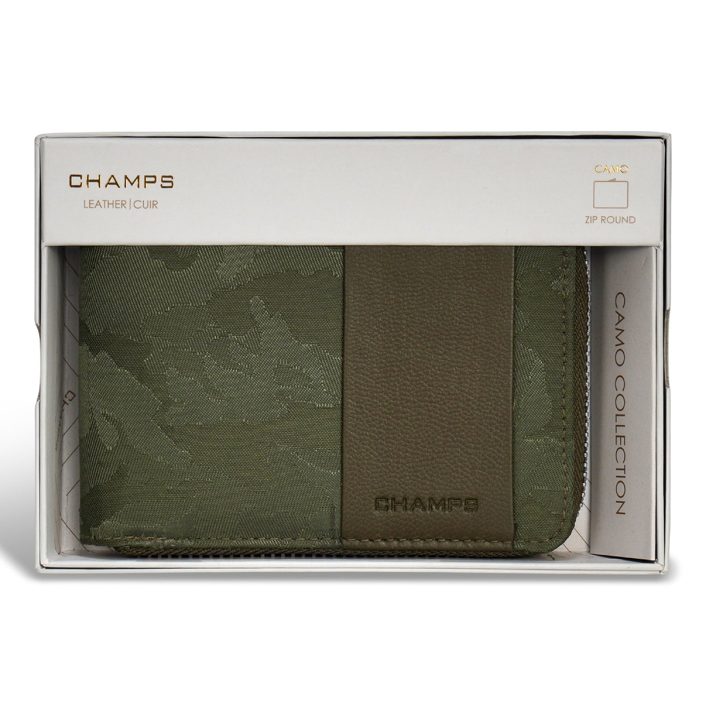 Portefeuille en cuir à glissière Champs Camo