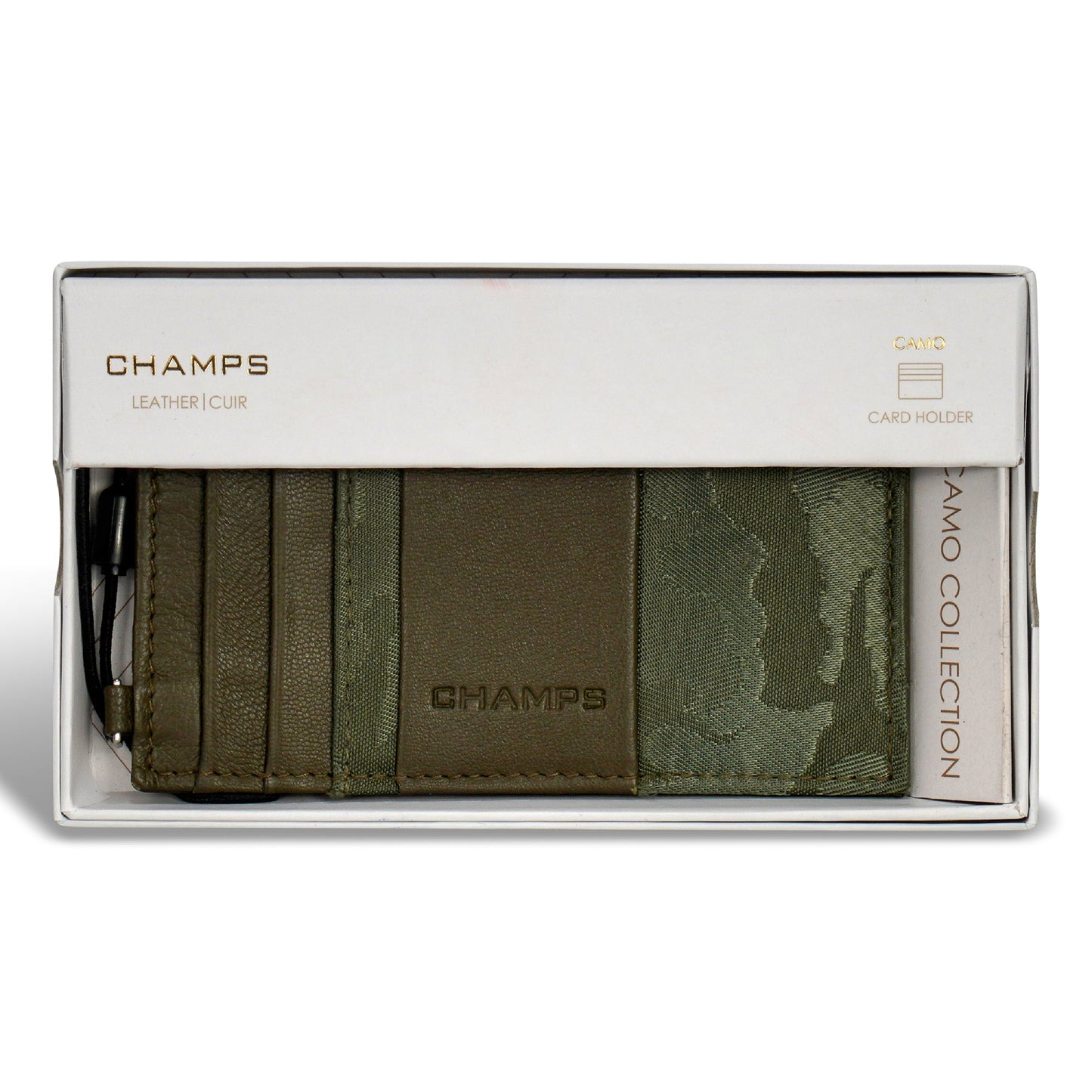 Porte-cartes mince en cuir Champs Camo
