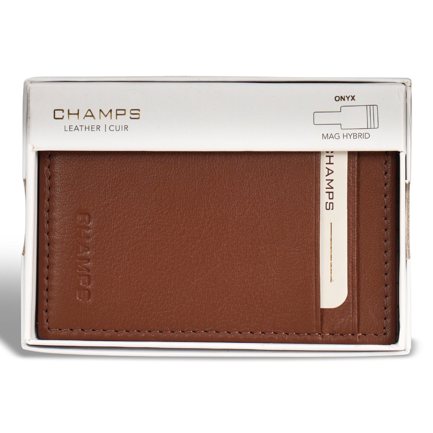 Porte-cartes hybride magnétique en cuir Champs Onyx