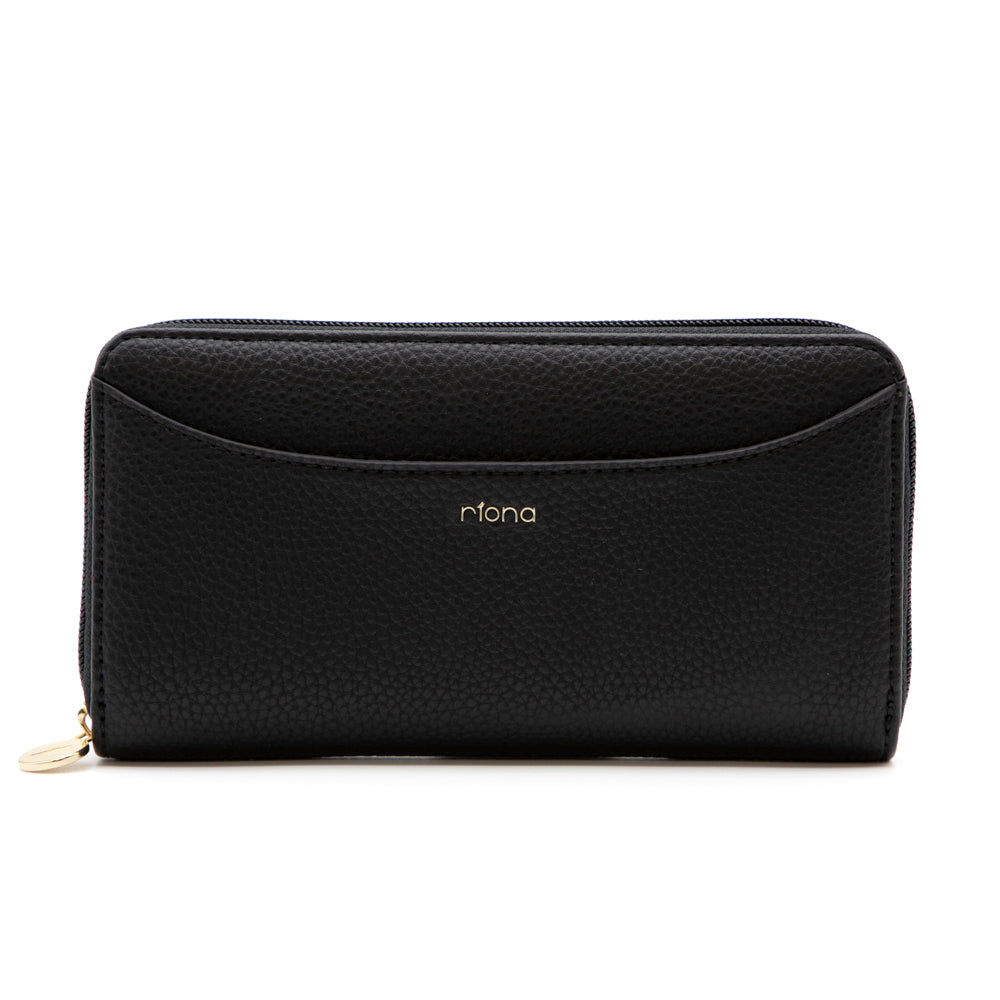 Portefeuille RFID à glissière en cuir grainé Riona Ivy