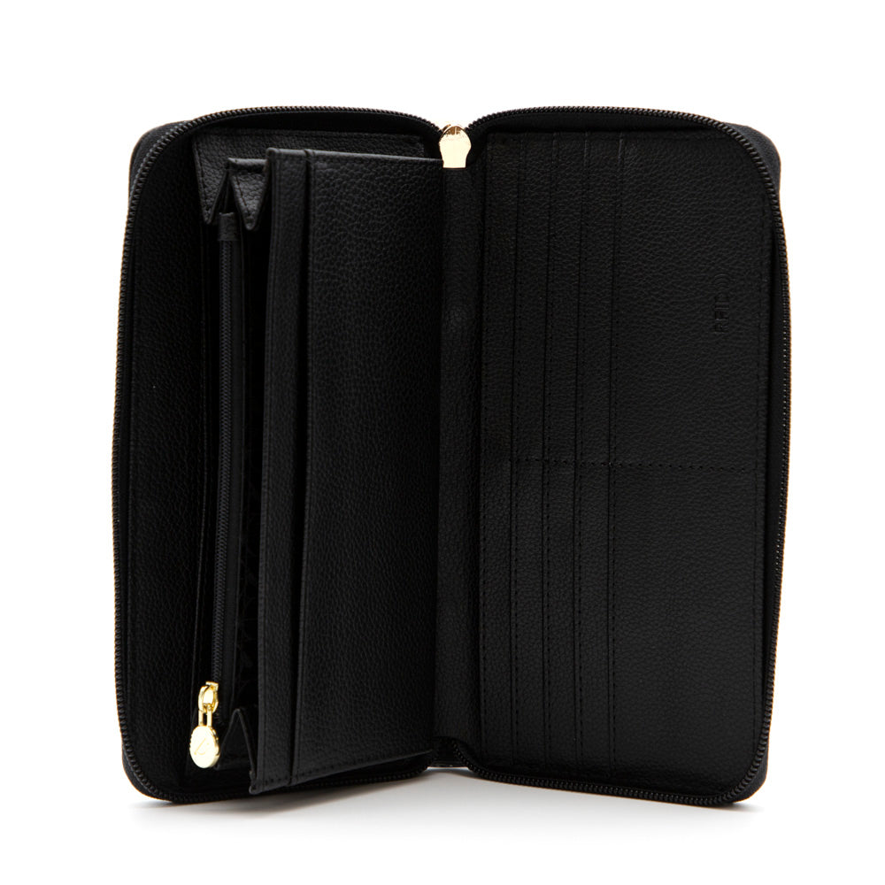 Portefeuille RFID à glissière en cuir grainé Riona Ivy