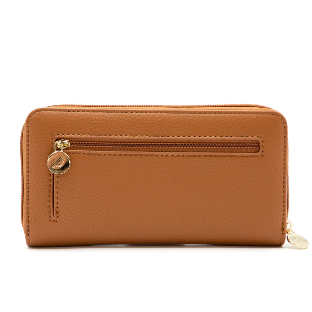 Portefeuille RFID à glissière en cuir grainé Riona Ivy