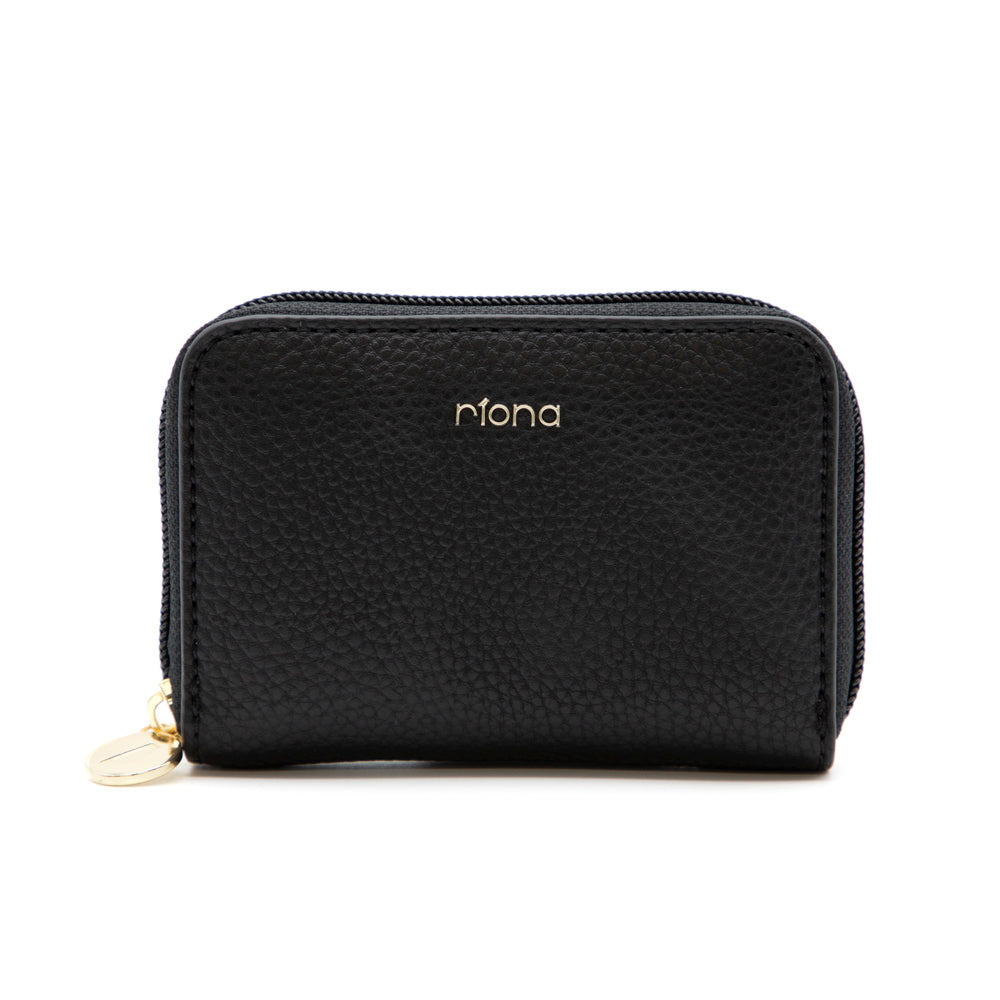 Petit portefeuille RFID à glissière en cuir grainé Riona Ketty