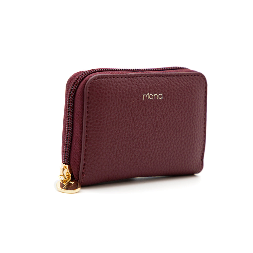 Petit portefeuille RFID à glissière en cuir grainé Riona Ketty