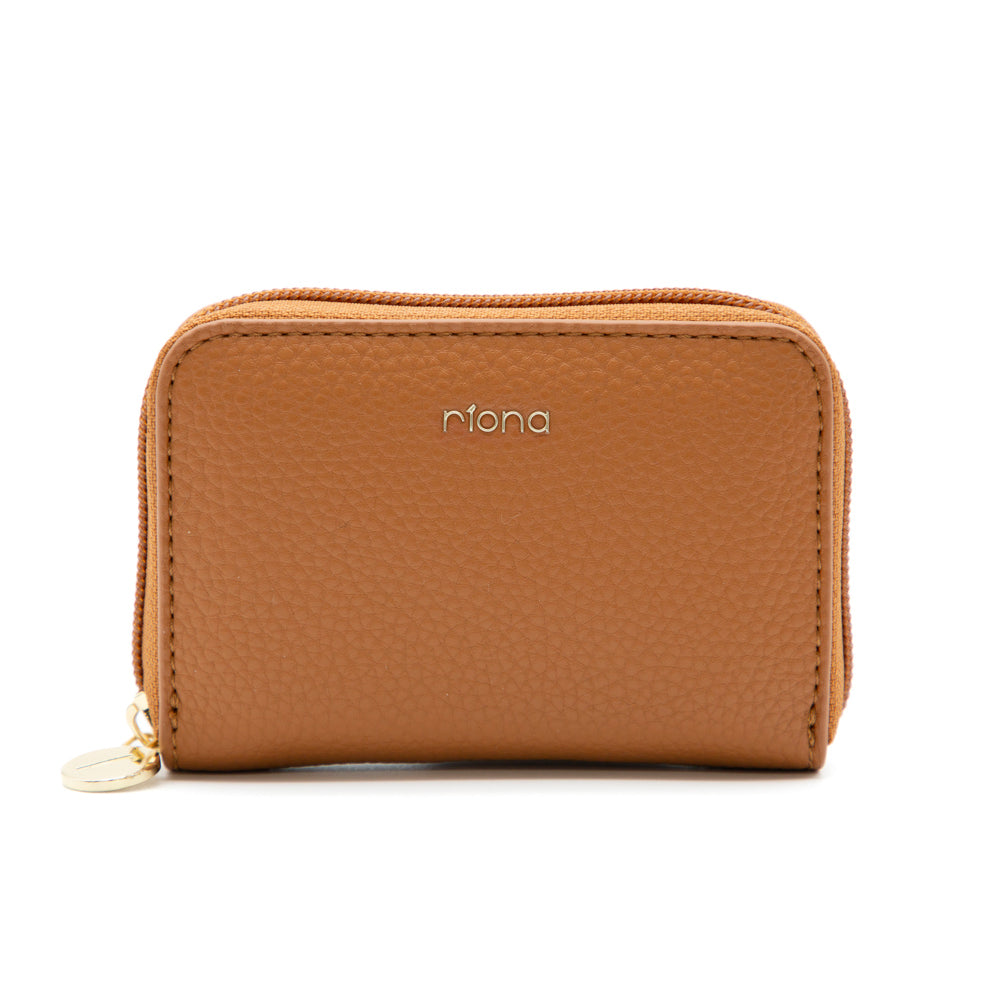 Petit portefeuille RFID à glissière en cuir grainé Riona Ketty
