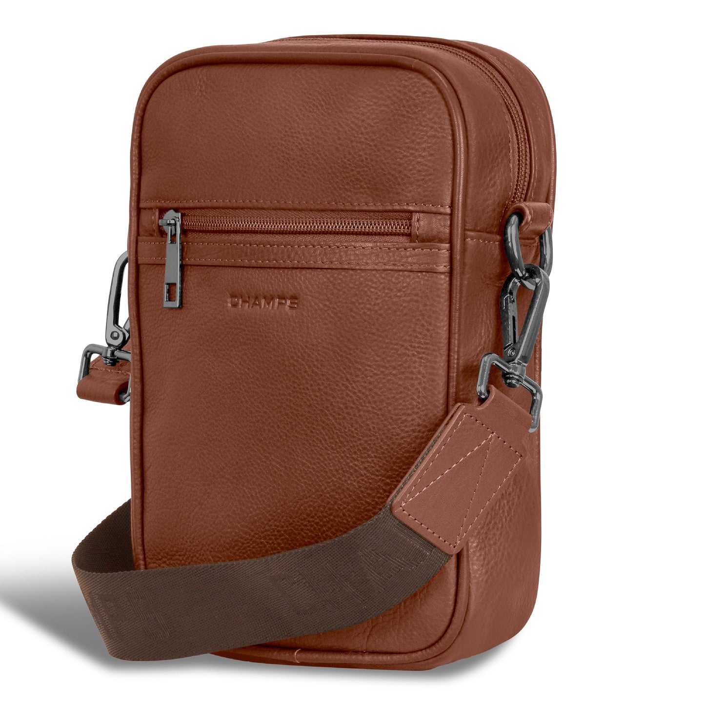 Sac à bandoulière vertical en cuir Champs Onyx