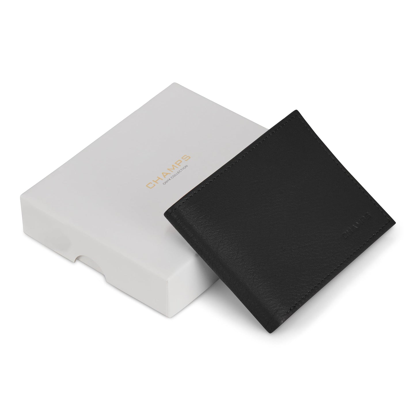 Portefeuille en cuir à deux volets Champs Onyx
