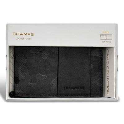 Shop Bentley Black Champs Camo Leather Top Wing Wallet in Canada at only $39.99 6th look