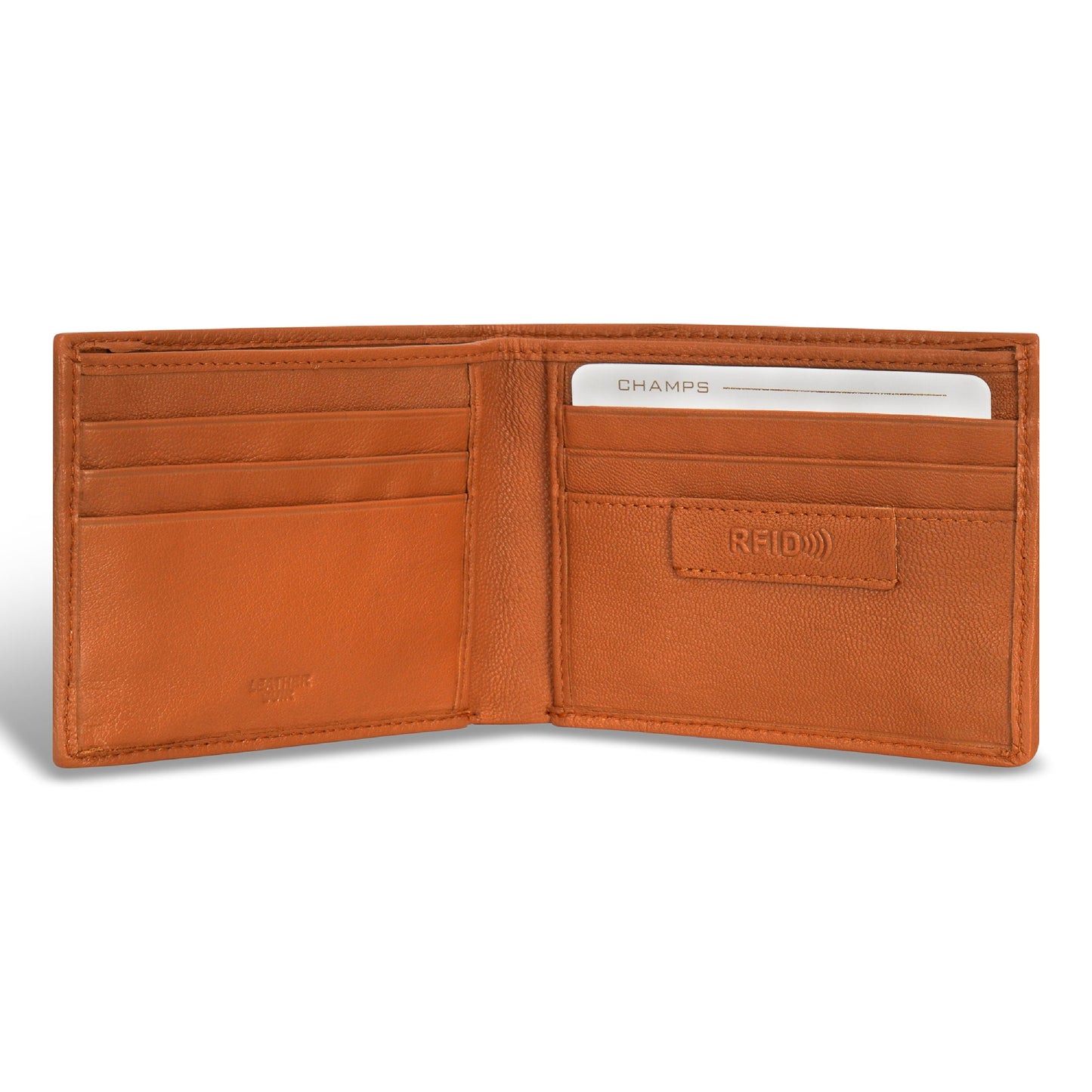 Portefeuille à deux volets en cuir et denim Champs Denim