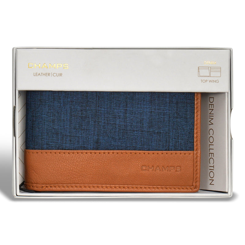 
        Shop Bentley Tan Blue Champs Denim Leather Top Wing Wallet in Canada at only $39.99 12th look
      