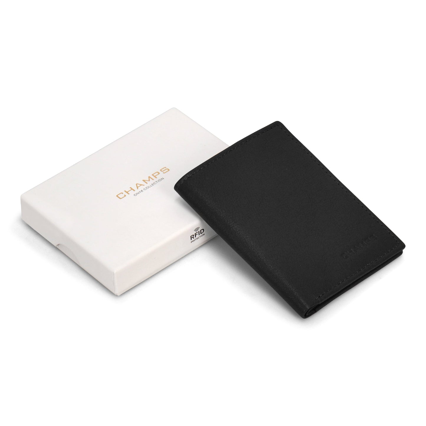 Champs Onyx Leather Vertical Slim Wallet