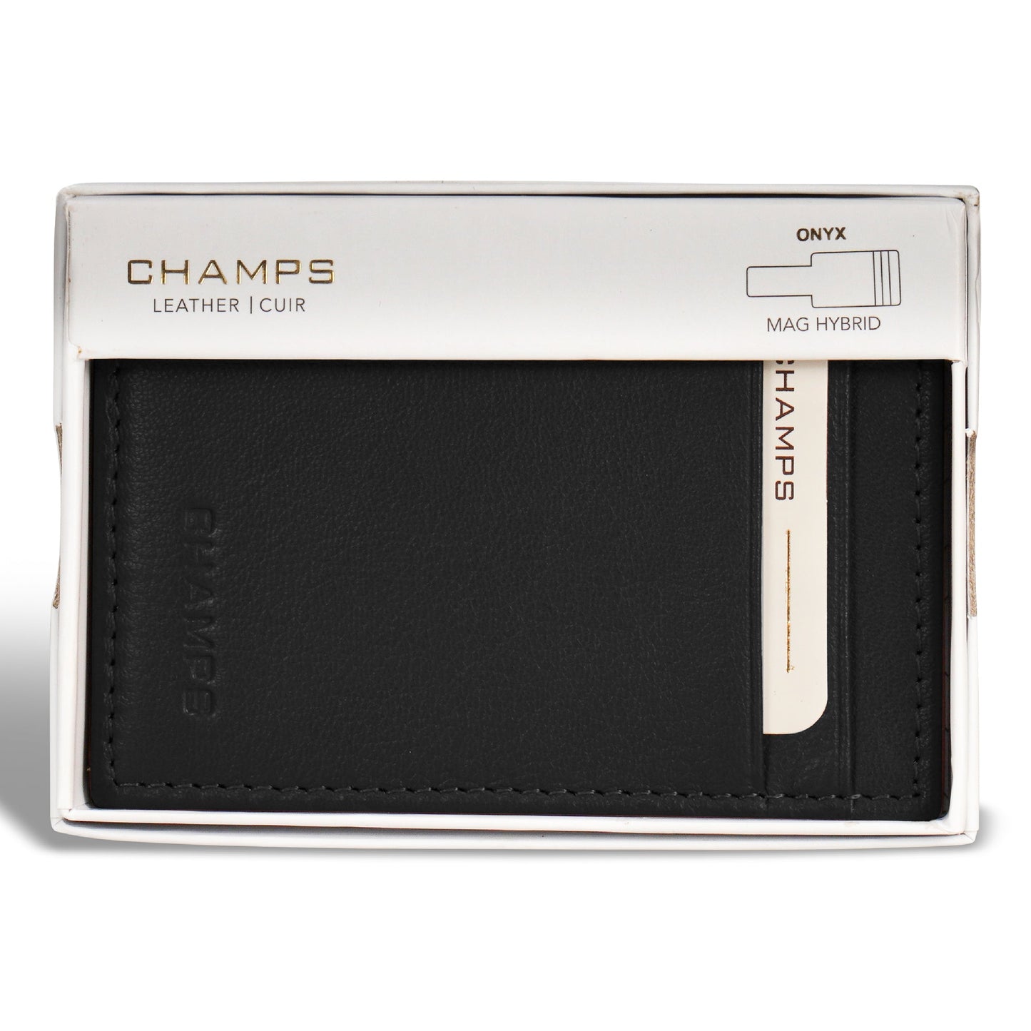 Porte-cartes hybride magnétique en cuir Champs Onyx
