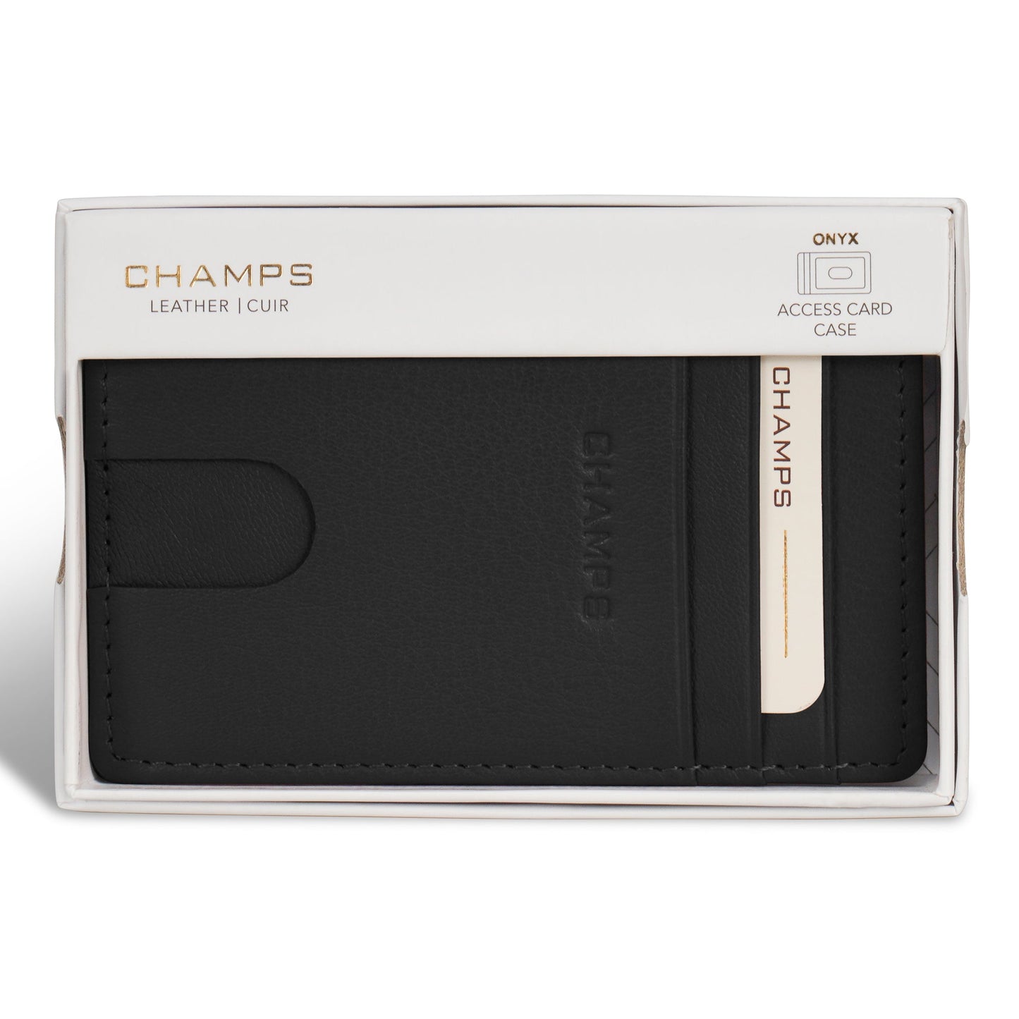 Étui à cartes en cuir avec accès rapide Champs Onyx