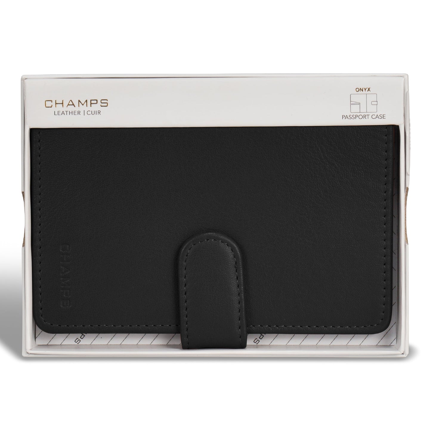 Étui à passeport en cuir Champs Onyx