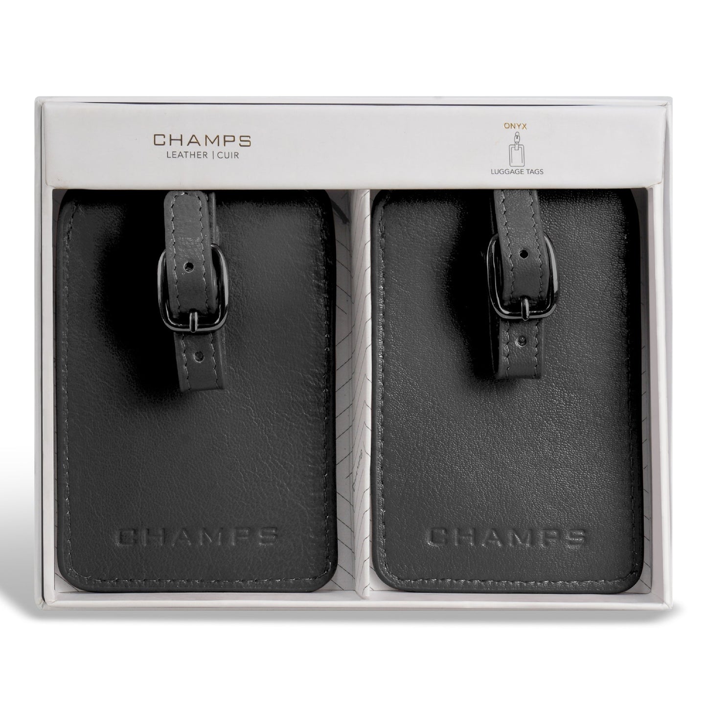 Étiquettes à bagage en cuir Champs Onyx