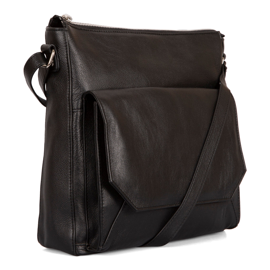 Leather flap over crossbody bag deals